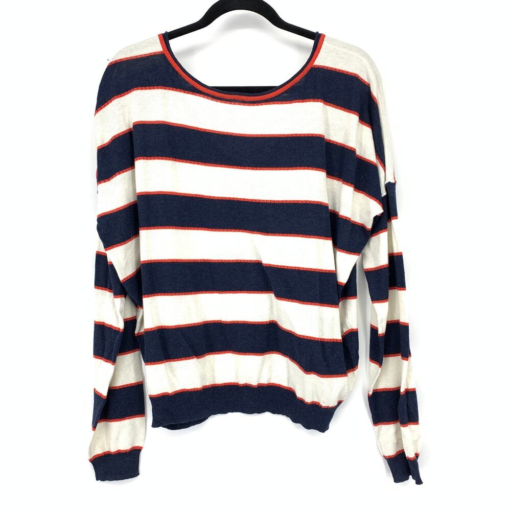 Margaret O'Leary Pullover Long Sleeve Sweater Womens Sz M Blue White Red Striped